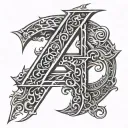 metallica letter "m" with esp explorer tattoo design idea