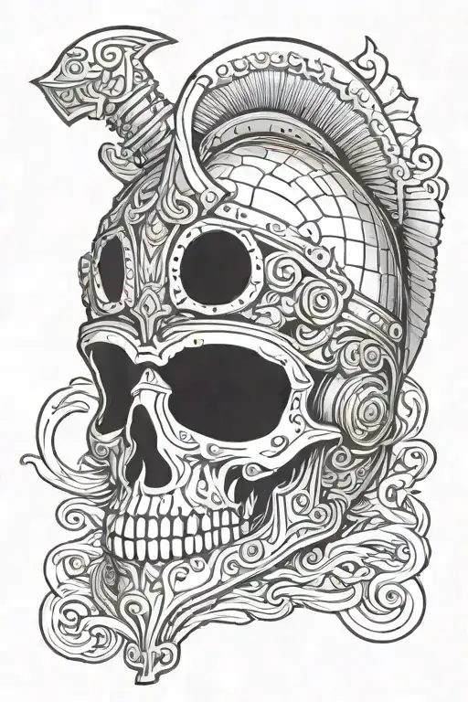 Roman helmet with skull inside tattoo design idea
