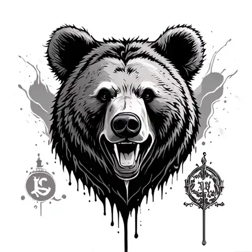 Bear with the mascotte of Bruges and Berlin melted together tattoo design idea