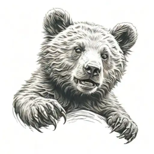 bear cub playing tattoo design idea