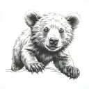 bear cub playing tattoo design idea
