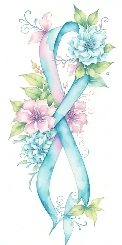 breast cancer awareness ribbon and bouquet tattoo tattoo design idea