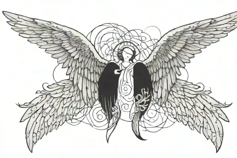 angel wings spread tattoo design idea