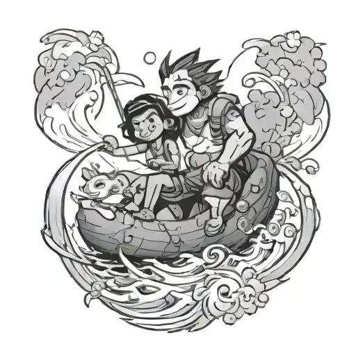 Calvin and Hobbes but replace Hobbes with Moana  tattoo design idea