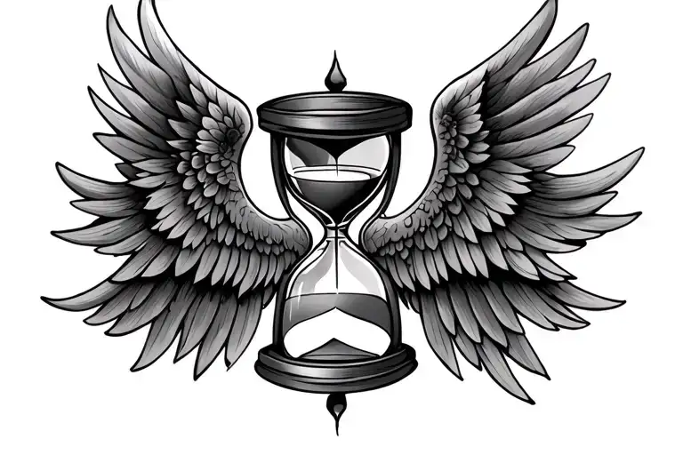 chest tattoo hourglass with wings  tattoo design idea