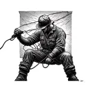 lineman fixing electrical wires tattoo design idea