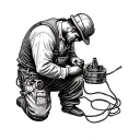 lineman fixing electrical wires tattoo design idea