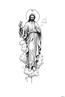 "פטרוס" st peter the apostle in the clouds tattoo design idea