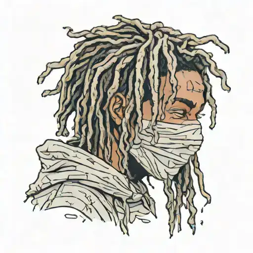 emo,depression,darkness,lonely,suicidal,sad,dark skinned male,dyed short dreads fully hiding face,teens,no tattoos,skinn tattoo design idea