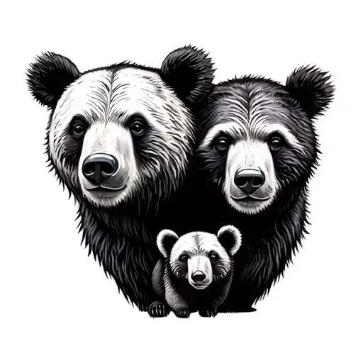 Mama Bear And 2 Cubs tattoo design idea