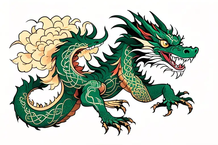 Celtic Irish Japan Dragon tattoo design idea