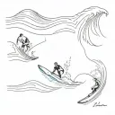 surfing problems alone big waves tattoo design idea