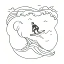 surfing problems alone big waves tattoo design idea