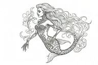 skeleton mermaid tattoo design idea