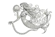 skeleton mermaid tattoo design idea