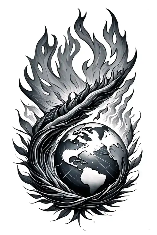 earth, air, water, fire all incorporated together symbolizing balance tattoo design idea