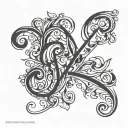 Cursive f with heart made tattoo design idea
