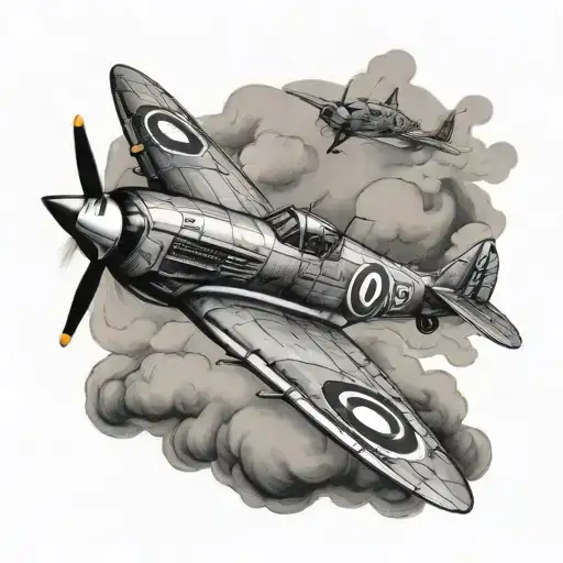 spitfire fighter plane tattoo design idea