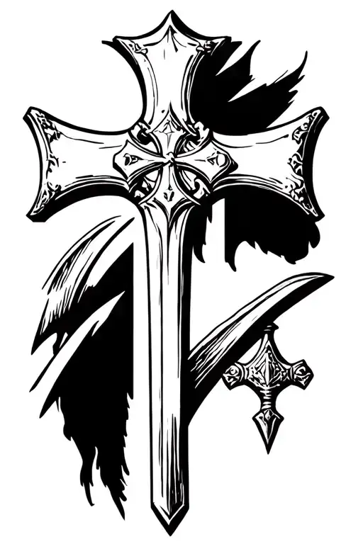 Crusader Cross with swords tattoo design idea