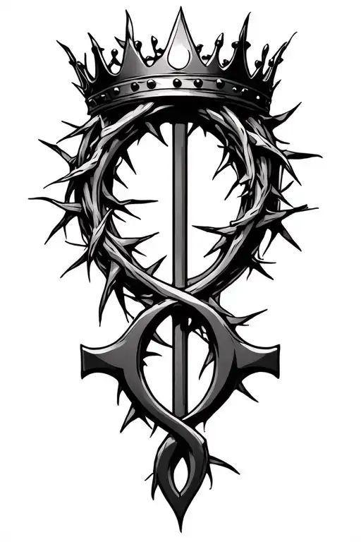 chi rho crown of thorns alpha omega symbol tattoo design idea