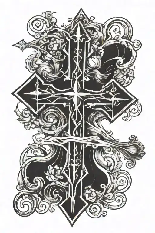 cross witchy style tattoo tattoo design idea