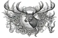 antlers and fishing hook tattoo design idea