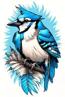 blue jay feathers tattoo design idea