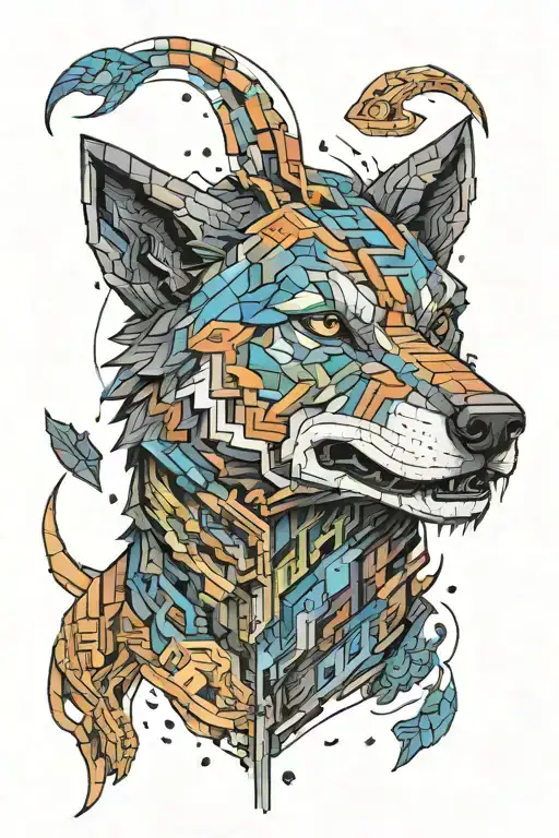 minecraft wolf tattoo design idea