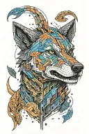 minecraft wolf tattoo design idea