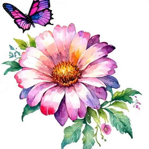 tattoo incorporates mays birth flower julys birth flower august birth flower December birth flower also butterfly tattoo design idea