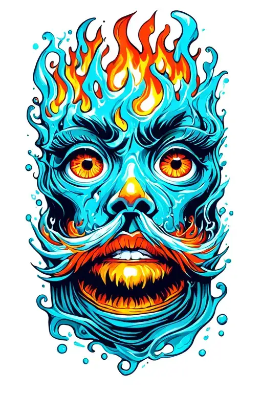 fire and water eyes tattoo design idea