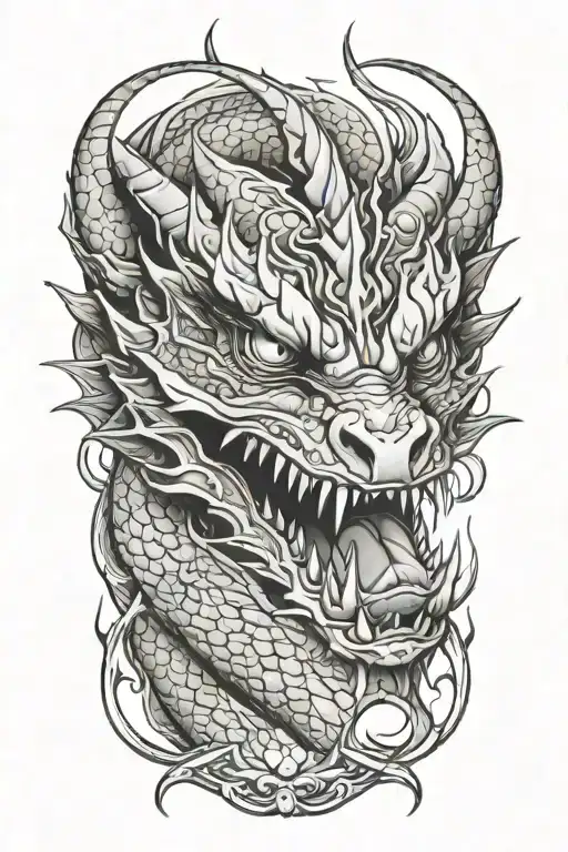 dragon face tattoo design idea