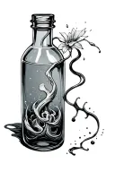 message in a bottle morphing tattoo design idea