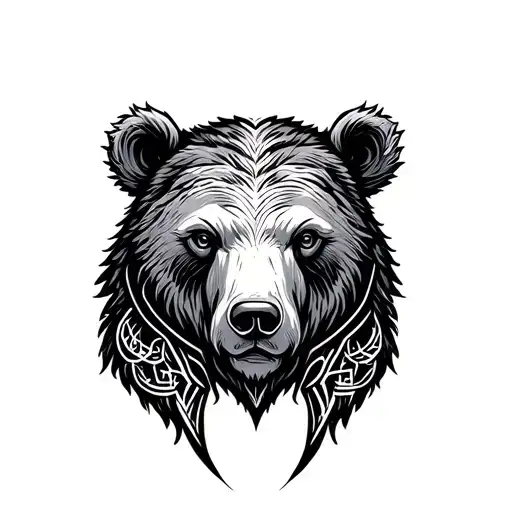 bear head, virgo zodiac sign intertwined tattoo design idea