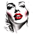 madonna face with red lips tattoo design idea