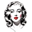 madonna face with red lips tattoo design idea