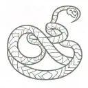 A minimalist tattoo of a snake coiled around a scale, representing the balance and judgement in the client's life as a Libra tattoo design idea