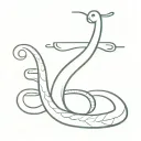 A minimalist tattoo of a snake coiled around a scale, representing the balance and judgement in the client's life as a Libra tattoo design idea