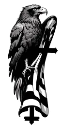 cross, flag, eagle perched tattoo design idea