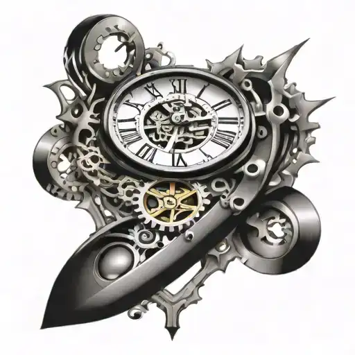 Broken clock tattoo design idea