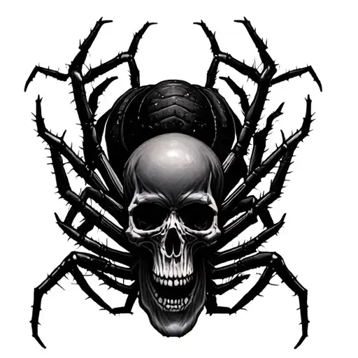 skulls and spiders sleave tattoo design idea