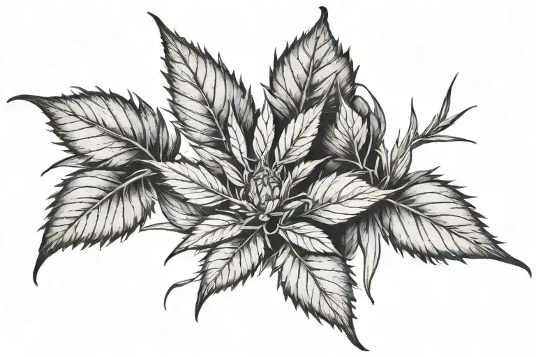 weed plant growing tattoo design idea