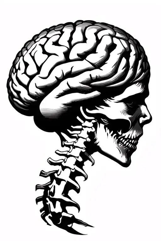 Brain nervous system spine tattoo design idea