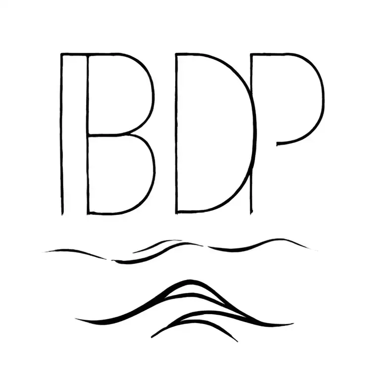 palm tree WAVE SMALL initials BDP tattoo design idea
