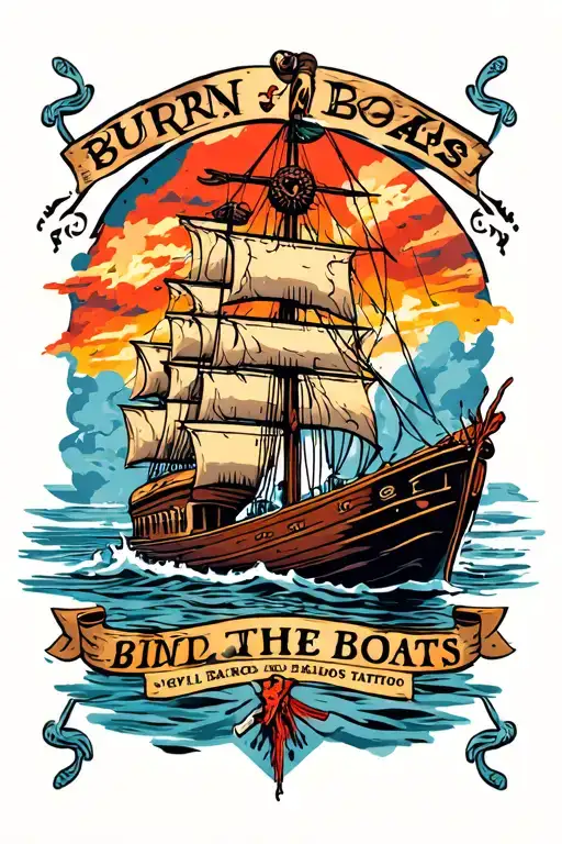 burn the boats tattoo design idea