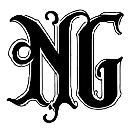 The letters NDG in an oldschool gothic type tattoo font tattoo design idea