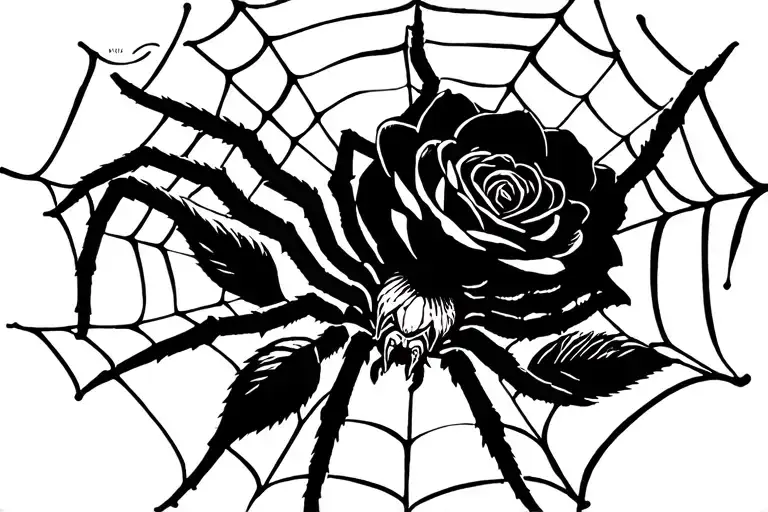 Spider,above the spider rose oldschool in the web tattoo design idea