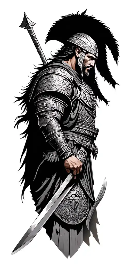 warriors including samurai, Spartans and Vikings tattoo design idea