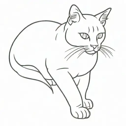 cat outline with the name oliver tattoo design idea