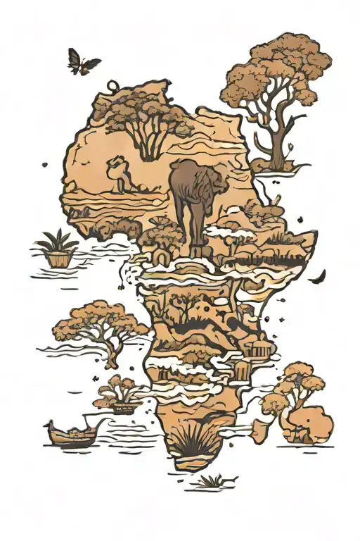 Africa continent filled with african tattoo design idea